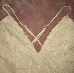 Cream colored lace mini dress